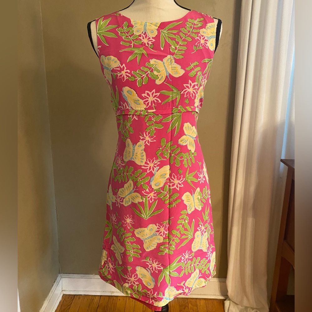 Coldwater Creek Silk Sleeveless Shift Dress size 8P vacation garden party print